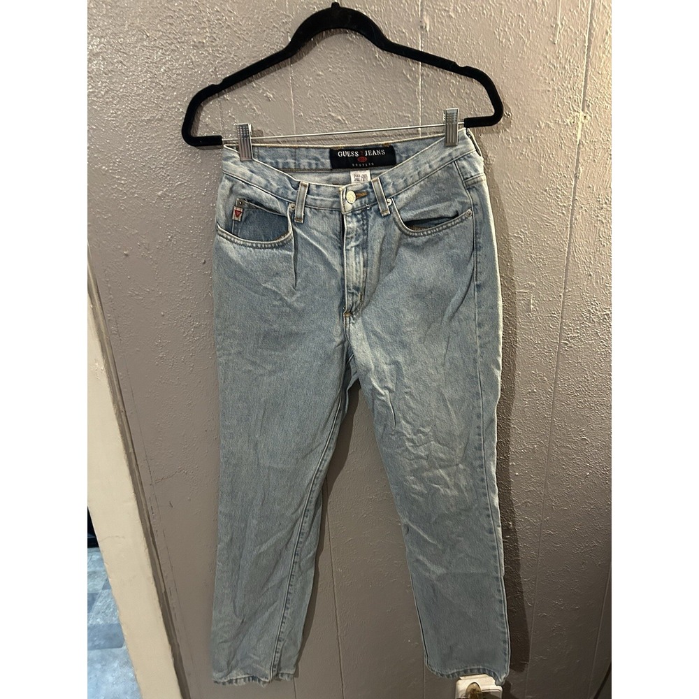 Vintage Guess Y2K Boot Leg Light Wash Blue Denim Women 29 Mom Jeans Retro